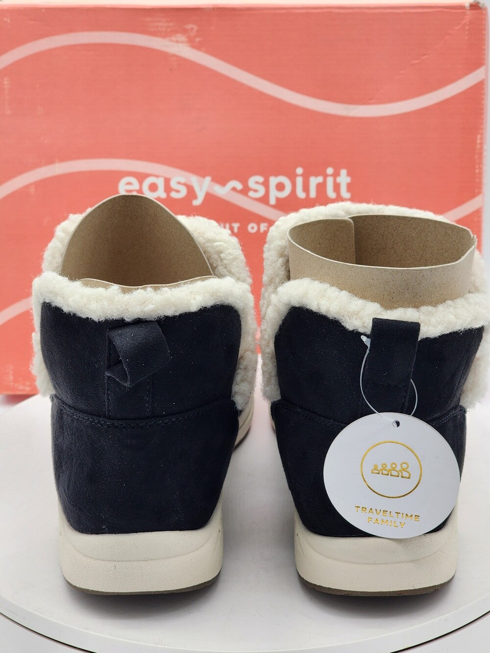 Easy Spirit Setuva2 Black Suede Faux Fur Ankle Boots Women’s Size 9.5 M Comfort - Picture 4 of 10